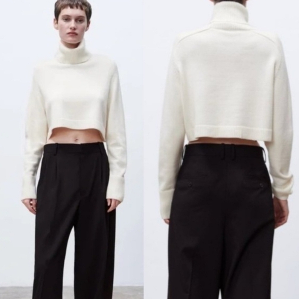 Zara Cropped Turtleneck Sweater